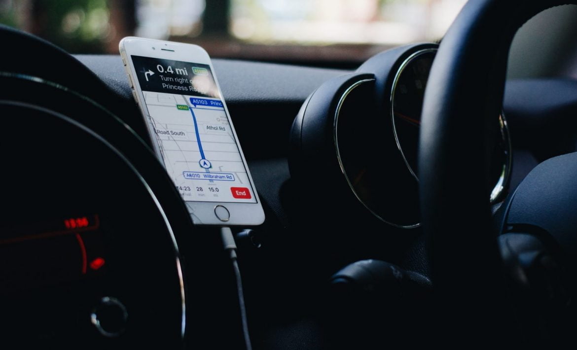 iphone with gps on screen